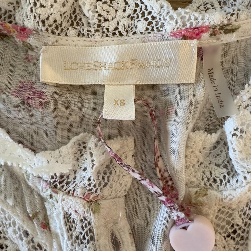 NEW Love Shack Fancy Calia Long Sleeve Mini Dress-Ivy Blush Floral-Womens Sze XS - Picture 2 of 16